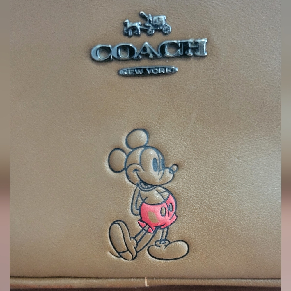 Coach Tan Leather Crossbody with Mickey Mouse Accent - Picture 7 of 7